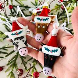 Fused Glass Cow Christmas Decorations - Glass Decoration, Tree Cornwall - thumbnail 2