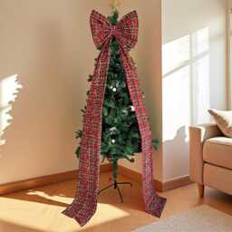 Red Plaid Christmas Tree Giant Bow Decoration - thumbnail 2