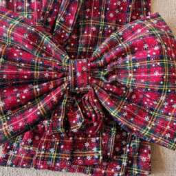 Red Plaid Christmas Tree Giant Bow Decoration - thumbnail 4