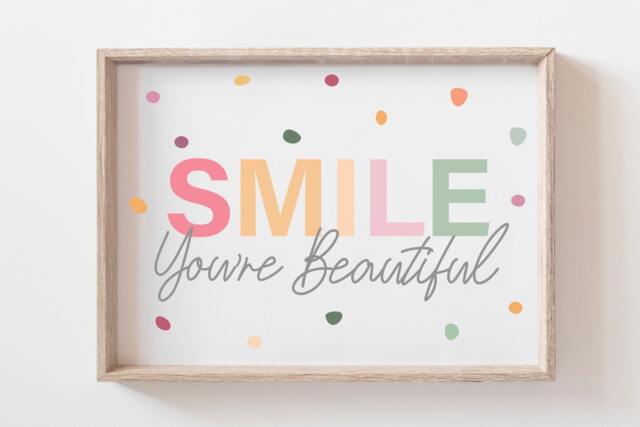 Girls Pastel Nursery Prints, You Are Beautiful Print, Bedroom Quote, Motivational Wall Art, Home Decor - image 1