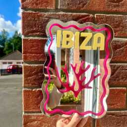 Travel Print Inspired Wavy Mirror, Ibiza Lover, Gift, Wall Mirror - thumbnail 3