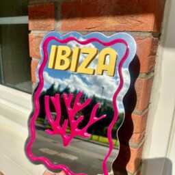 Travel Print Inspired Wavy Mirror, Ibiza Lover, Gift, Wall Mirror - thumbnail 2