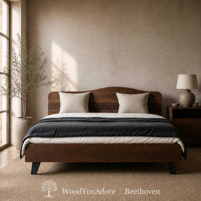 "Solid Walnut Bed Frame & Headboard ""Beethoven" - image 1