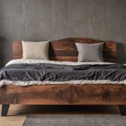 Solid Oak Bed Frame & Headboard, 100% Natural Live Edge, Avail Sizes For Twin(Single/Twin Xl/Full(Double/Queen/King/California King - thumbnail 1