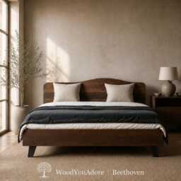 "Solid Walnut Bed Frame & Headboard ""Beethoven" - thumbnail 1