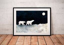 Bears in The Snow, Bear Print, Arctic Polar Poster, Nursery Decor, Wall Kids Bedroom, Anniversary Print - thumbnail 1