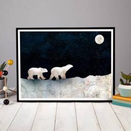 Bears in The Snow, Bear Print, Arctic Polar Poster, Nursery Decor, Wall Kids Bedroom, Anniversary Print - thumbnail 2