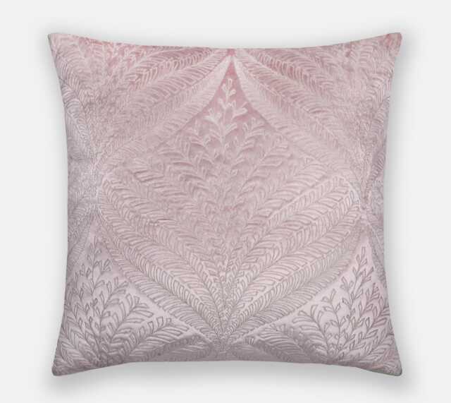 Dull Pink Velvet Euro Sham Cover, Antique Gold Embroidered Leaf Design - Bmcc163 - image 1