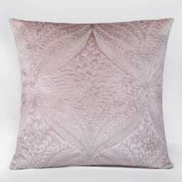Dull Pink Velvet Euro Sham Cover, Antique Gold Embroidered Leaf Design - Bmcc163 - thumbnail 3