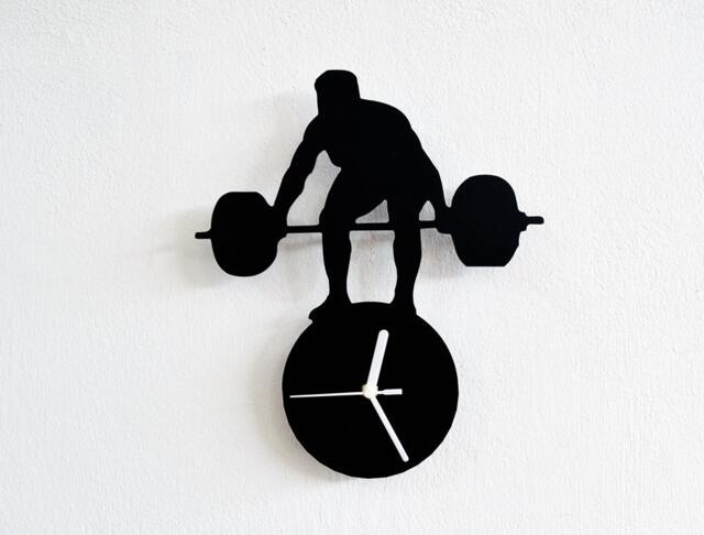 Mr Universe Weight Lifter Silhouette - Wall Clock - image 1