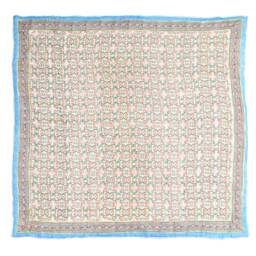 Turquoise Bohemian Quilt King/Queen Size Indian Block Print Bedspread - thumbnail 4