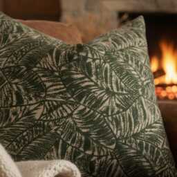 Green Linen Tropical Leaf Pillow Cover, Botanical Cushion - Duties Paid Usa - thumbnail 4