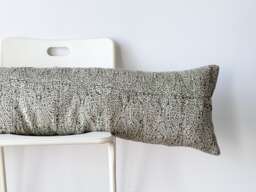 Block Print Lumbar Pillow Cover Floral Batik, Boho Farmhouse - 14 X 48 - thumbnail 1
