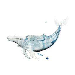 Humpback Whale Watercolor Print - Marine Illustration For Kids' Room Ocean-Inspired Wall Art With Wild Elegance - thumbnail 2