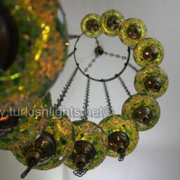 Turkish Mosaic Water Drop Chandelier - 11 Large Globe Ottoman Ceiling Lamp - H11 - thumbnail 4