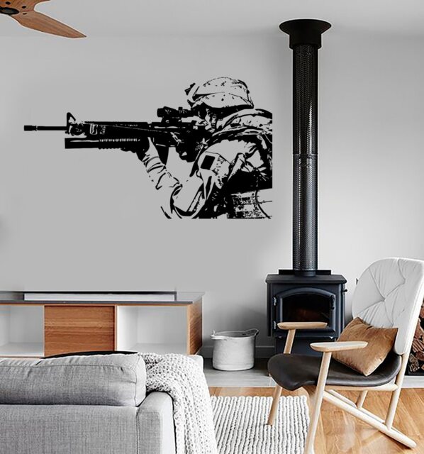 Wall Vinyl Us Soldier Marine Seal Rifle Guaranteed Quality Decal 1631Dz - image 1