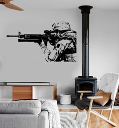 Wall Vinyl Us Soldier Marine Seal Rifle Guaranteed Quality Decal 1631Dz - thumbnail 1