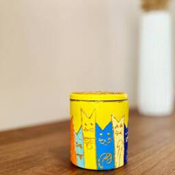 Hand-Painted Cat Candle, Soy Wax, Wood Wick, Gypsum Pot - thumbnail 3