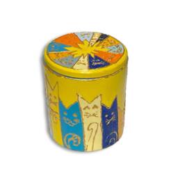 Hand-Painted Cat Candle, Soy Wax, Wood Wick, Gypsum Pot - thumbnail 2