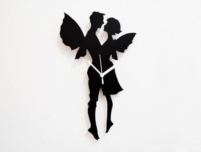 Fairy Love Silhouette - Wall Clock - image 1