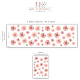 Pink Flower Wall Stickers, Floral Nursery Decals, Boho Girls Bedroom Decor, Peel & Stick Flowers, Baby Room Art - thumbnail 3