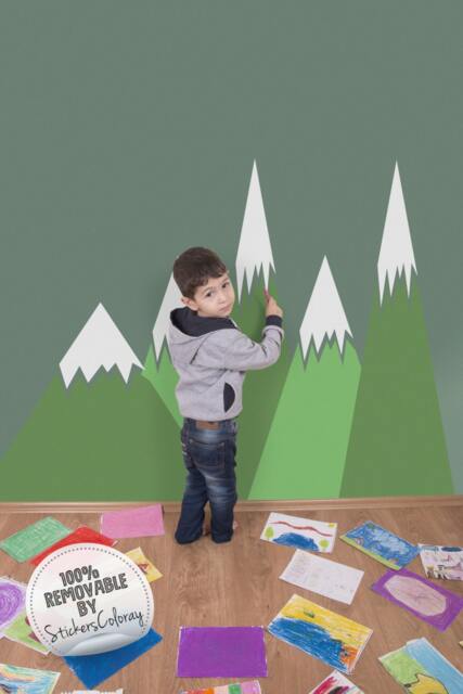 Green Mountains Wall Decal, Removable Decor For Kids Room, Nurseries, Peel & Stick, Self Adhesive Sticker #56 - image 1