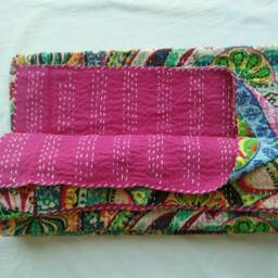 Patchwork New Indian Handmade Kantha Quilt Gudri Blanket Bedspread Throw Size-Multi - thumbnail 4