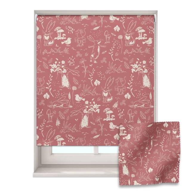 Pink Sketch Hares Roller Blind, Nursery Roller Blind, Guess How Much I Love You, Made To Measure, Blackout Blind - image 1