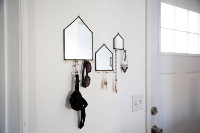 3 Sizes Modern Mirror House Wall Organizer With Hooks - Key Holder For Wall, Dog Leash Holder, Jewelry & More - image 1