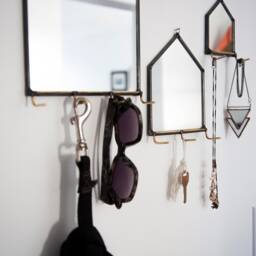 3 Sizes Modern Mirror House Wall Organizer With Hooks - Key Holder For Wall, Dog Leash Holder, Jewelry & More - thumbnail 2
