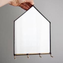 3 Sizes Modern Mirror House Wall Organizer With Hooks - Key Holder For Wall, Dog Leash Holder, Jewelry & More - thumbnail 4