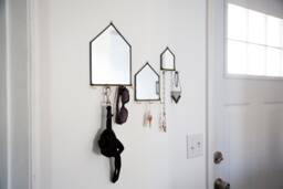 3 Sizes Modern Mirror House Wall Organizer With Hooks - Key Holder For Wall, Dog Leash Holder, Jewelry & More
