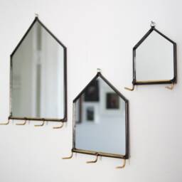 3 Sizes Modern Mirror House Wall Organizer With Hooks - Key Holder For Wall, Dog Leash Holder, Jewelry & More - thumbnail 3