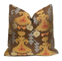 Chocolate Brown Ikat Pillow Cover Southwest Motif Accent - thumbnail 1
