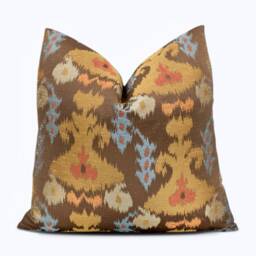 Dasan Gold Brown Southwest Ikat Pillow Cover - Home Decor Accent -18x18 - thumbnail 4
