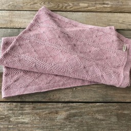 Alpaca Blanket, Dusty Rose Newborn Knit Wrap, Christmas Gift, Pink Girl Cream Cream, Ivory Wool Baby Shower - thumbnail 3