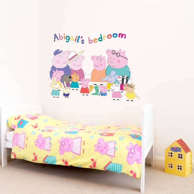 Personalised Peppa Pig Family Wall Sticker, Decal, Decor - image 1