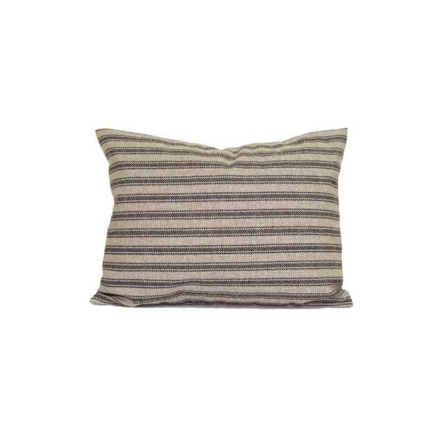 Black Ticking Lumbar Pillow Cover Farmhouse Style Cotton Rayon Blend - image 1