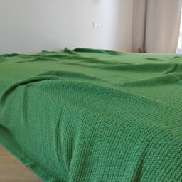 Emerald Green Knitted Pure Cotton Bedspread King Size Extra Large Knit Blanket Bedding Coverlet Breathable Duvet For Hot Summer Night - thumbnail 2