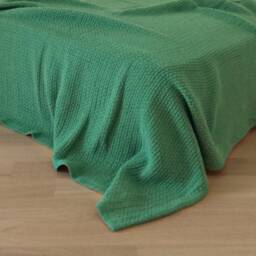 Emerald Green Knitted Pure Cotton Bedspread King Size Extra Large Knit Blanket Bedding Coverlet Breathable Duvet For Hot Summer Night - thumbnail 3
