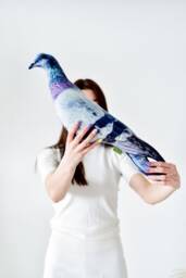 Christmas Pigeon Plush Pillow For New Home Decor, Dove Pillow Home, Pigeon Stuffed Animal Bird Velvet Plushie Kids Room Or Nursery - thumbnail 1