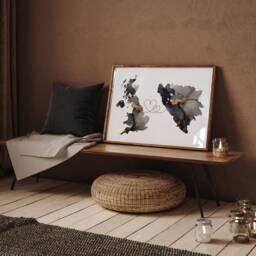 Britain & Bosnia Herzegovina Map Black & Gold Travel Wall Art Print - United Kingdom UK - thumbnail 2