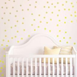 Polka Dot Wall Decal Nursery Kids Room Peel & Stick Circle Sticker Metallic Gold Silver Copper Removable Reusable 200 Dots Included