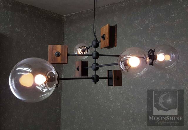 The Continental - Mid Century Modern Classic Chandelier Rustic Decor Atomic Light Fixture Farmhouse Glass Orbs - image 1