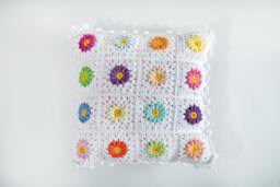 Colorful Cushion, Granny Square Pillows, Pillow 12x12, Crochet Colorful Pillow, Afgan Pillow - thumbnail 1