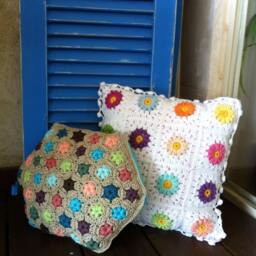 Colorful Cushion, Granny Square Pillows, Pillow 12x12, Crochet Colorful Pillow, Afgan Pillow - thumbnail 3