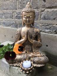 Beautifully Detailed Buddhas T/Lit Statue, Adorned in Swarovski Crystal Elements - thumbnail 1