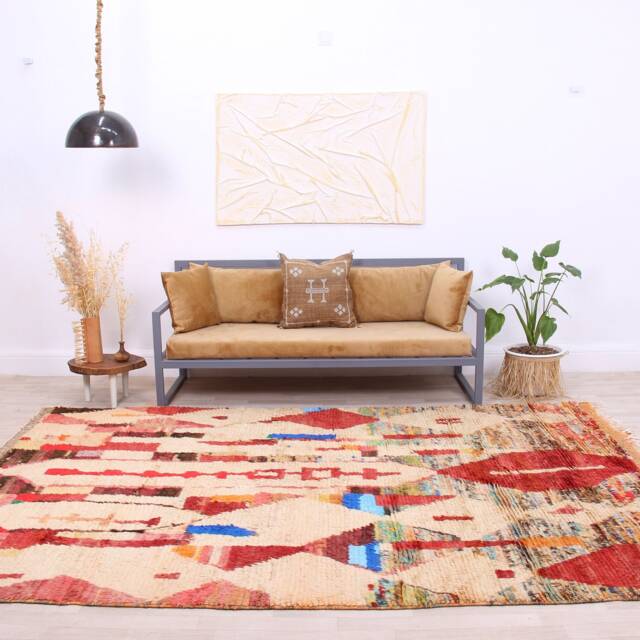 Red Moroccan Rug, Berber Vintage Boujaad Rug 6x9 Ft - image 1