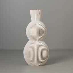 3D Printed Vase Nova Cream White, Striped Design For Mid Century Modern & Minimalist Interiors - Made From Recycled Bioplastic - thumbnail 2