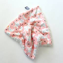Dream Lovie. Security Blanket. Personalized Lovey. Faux Fur Sleep Skies Pink. Mini Baby Minky Shower Gift - thumbnail 4